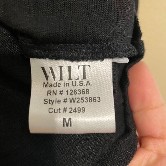 Wilt Aritzia Long Sleeve Linen Tee Women Medium Black Oversize Pleated Front Top - Picture 7 of 8